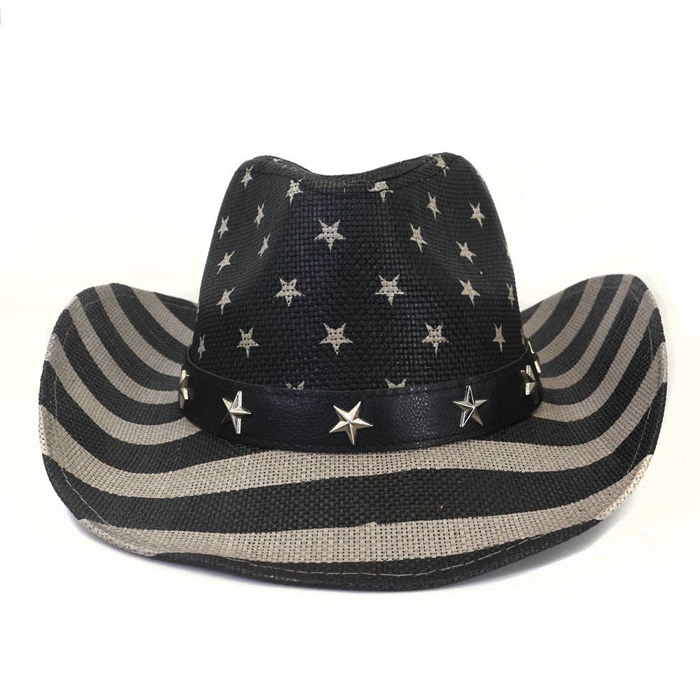 4th of July Vintage Cowboy Hat Woven Straw Unisex_CWAH1445