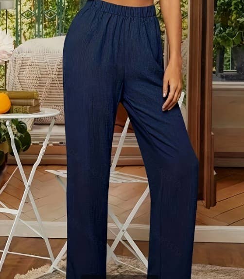 SLIM PANTS WITH HIGH WAIST AND SLIGHT WRINKLE