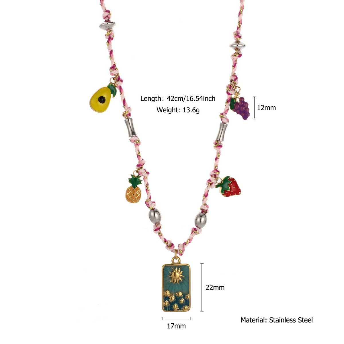 Stylish Woven Rope Necklace with Steel Pendant_CWMM8827