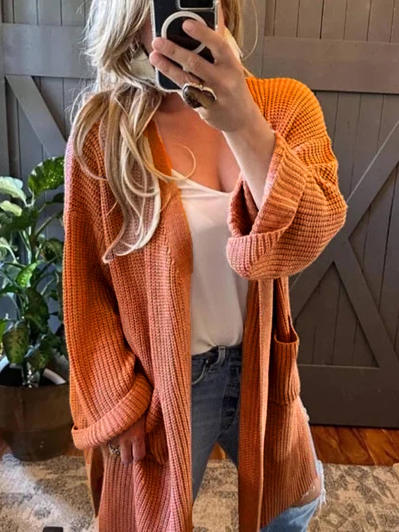 Solid-color casual loose knitted cardigan