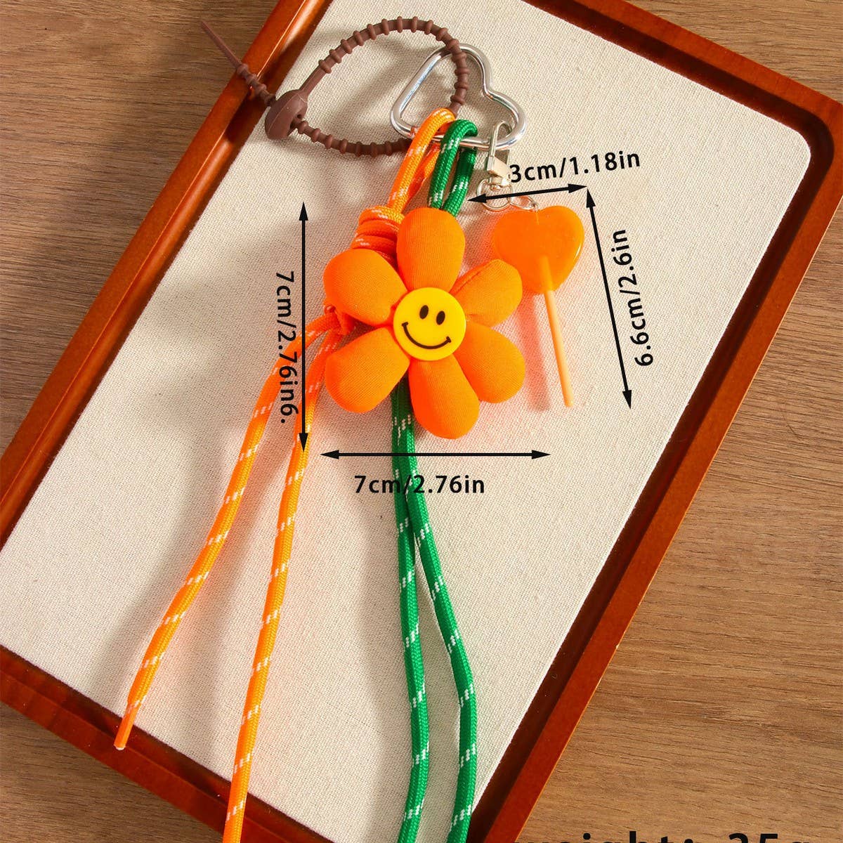 Daisy Fabric Smiley Flower Keychain Bag Charm