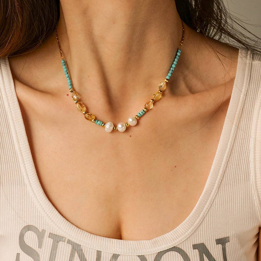SUMMER COLORFUL PEARL BEADS NECKLACE_CWAJE1422