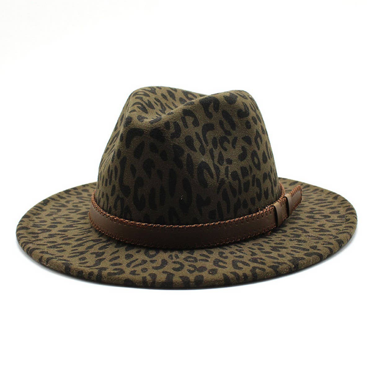 LEOPARD PRINT HAT JAZZ HAT WOOLEN HAT WIDE BRIM HAT_CWAH2582