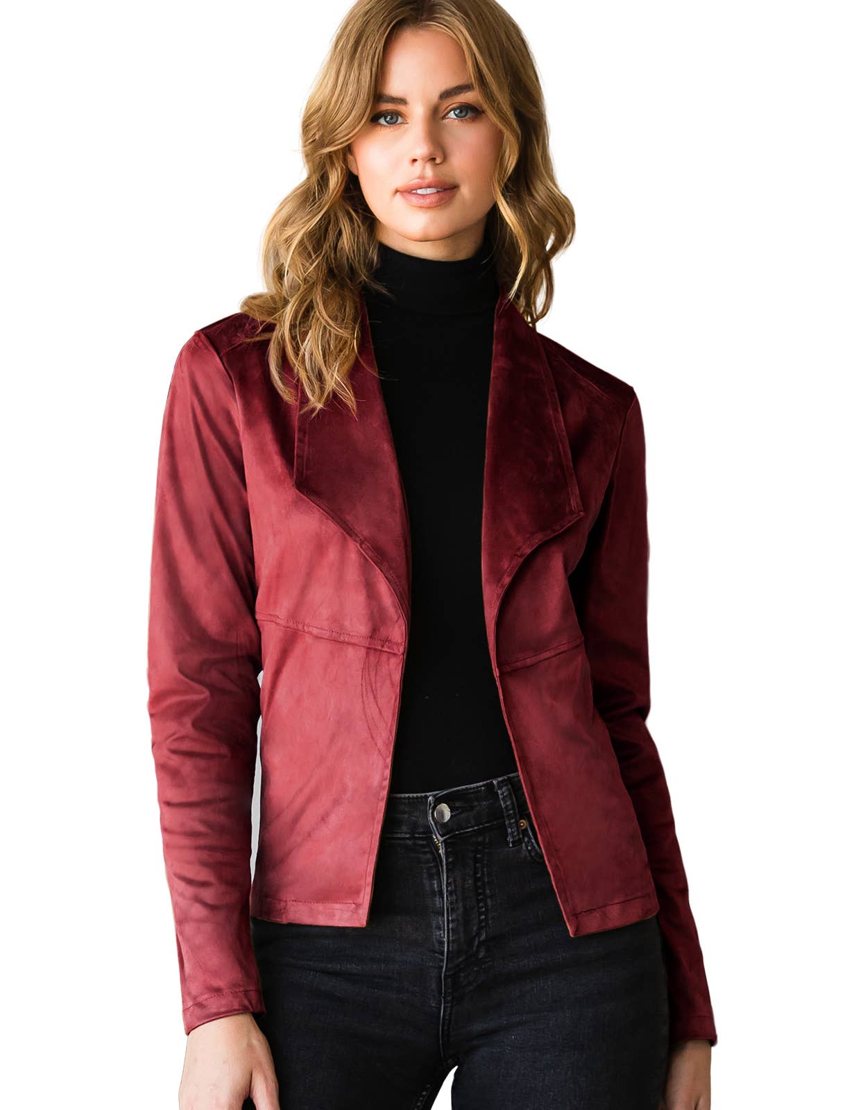 CWOJA707_FAUX SUEDE LEATHER MOTO OVER HIP JACKET