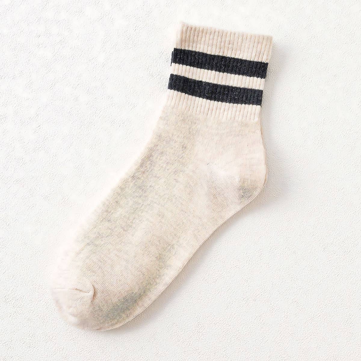 2-Stripe Cotton Mid Socks for Women, Wholesale_CWMS070