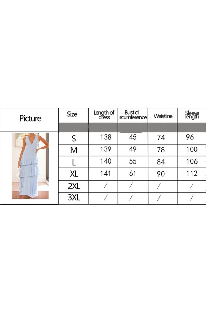 CWDMD6296_SUMMER FRENCH SLEEVELESS V-NECK CAKE DRESS