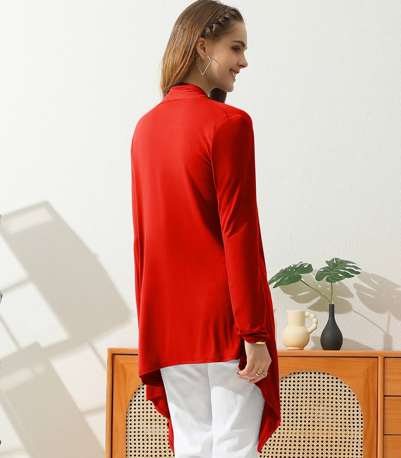 AWTL073_Long Sleeve Casual Open Front Long Cardigan