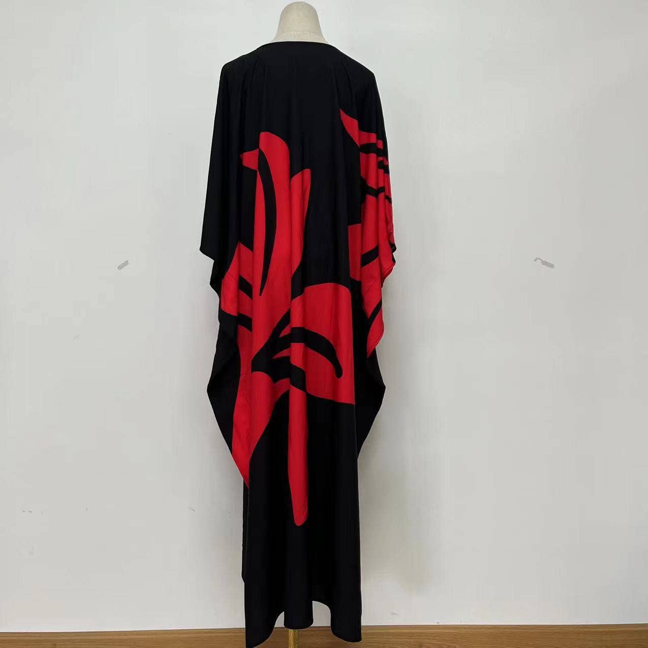 PRINTED BATSLEEVE GOWN LOOSE DRESS BIKINI BLOUSE