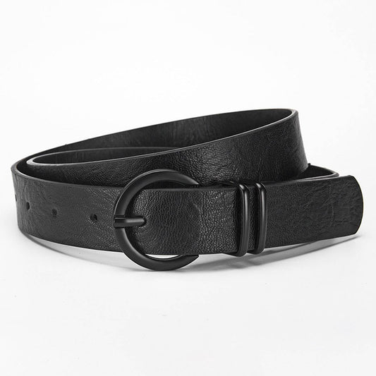 Fashionable PU leather pink-buckle belt