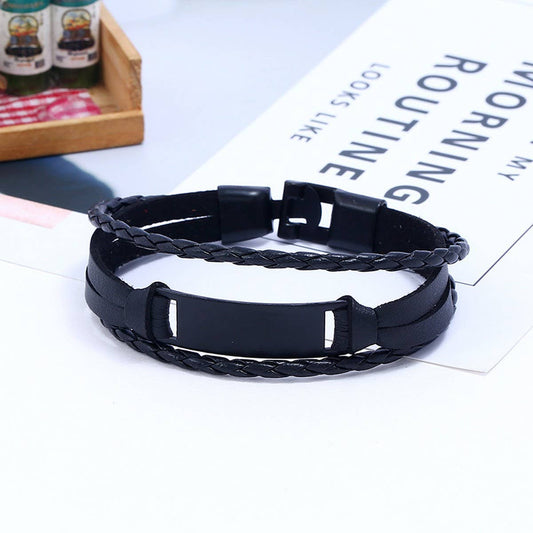 VINTAGE BRAIDED STATEMENT LEATHER BRACELET