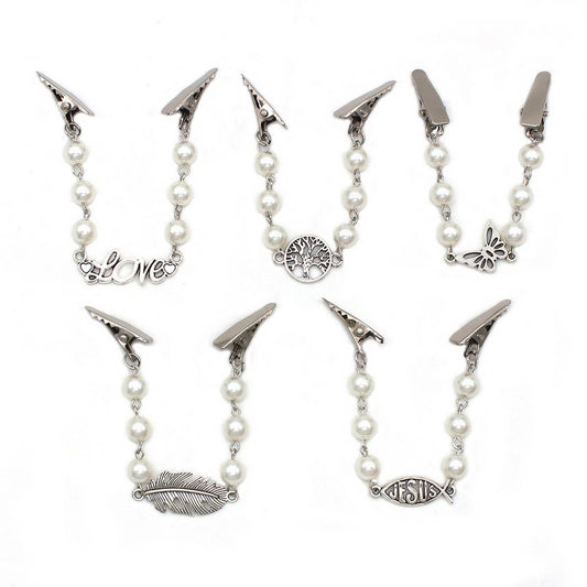 FASHION MOTHER OF PEARL PENDANT SHAWL CLIP_CWMM2192