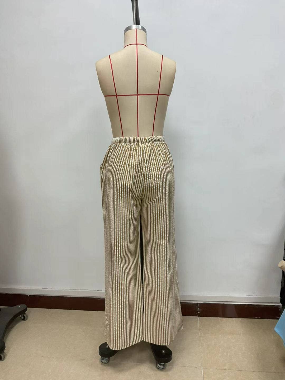 Striped loose wide-leg long pants