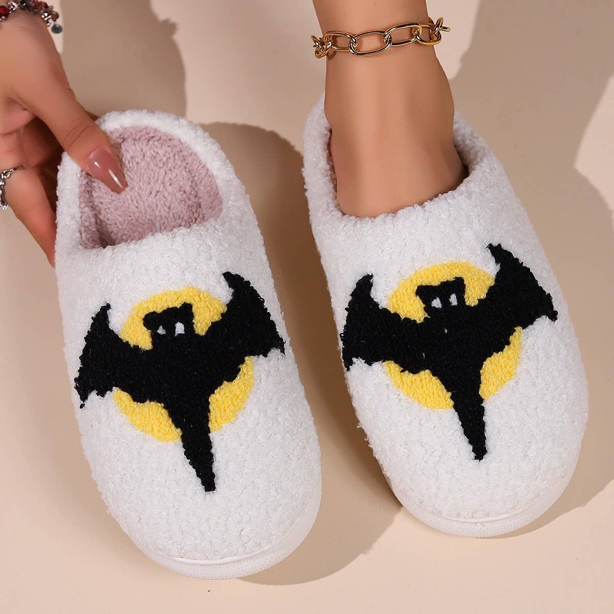 HALLOWEEN BAT PATTERN WARM COTTON SLIPPERS