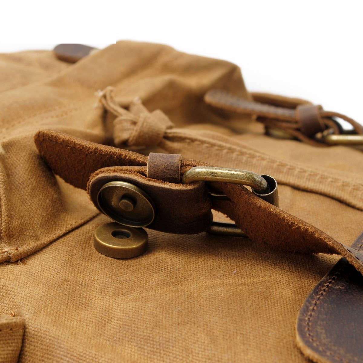 Waxed Canvas Leather Trim Travel Backpack_CWAB5524