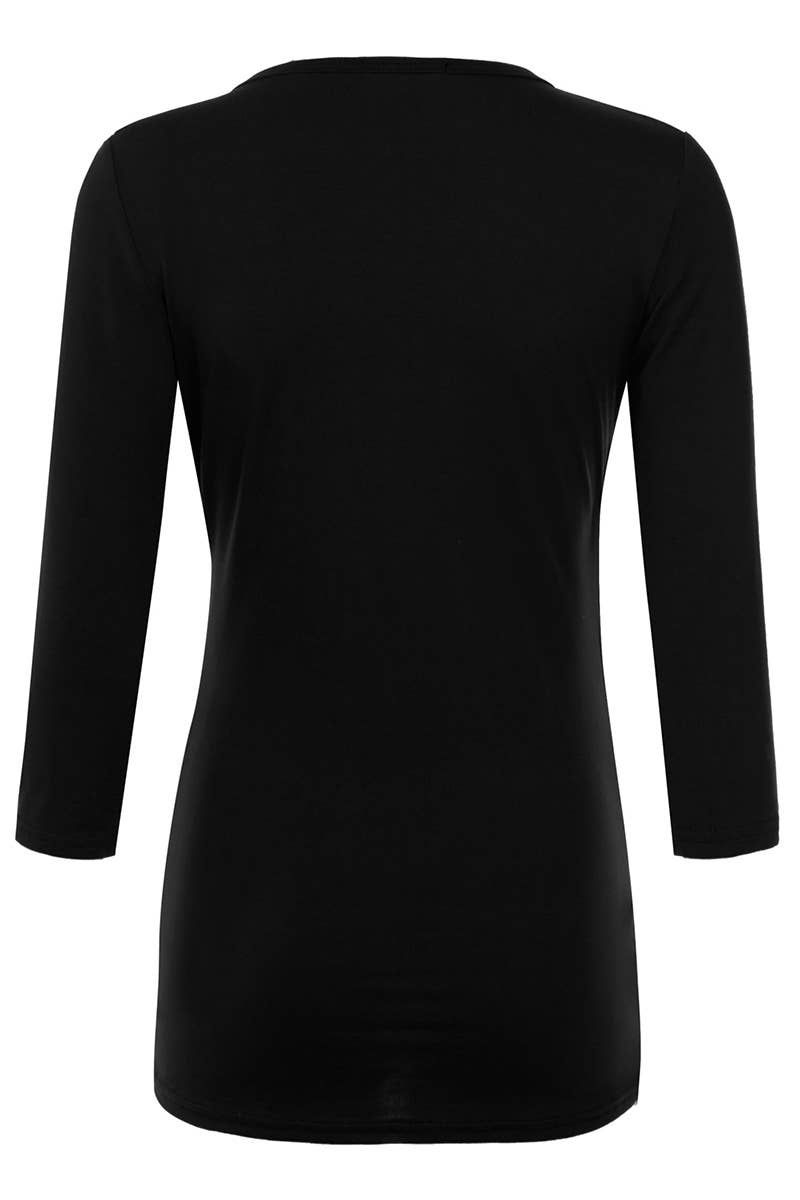 Cwttl1403_3/4 Sleeve Tank Tops Deep V-Neck Surplice Wrap