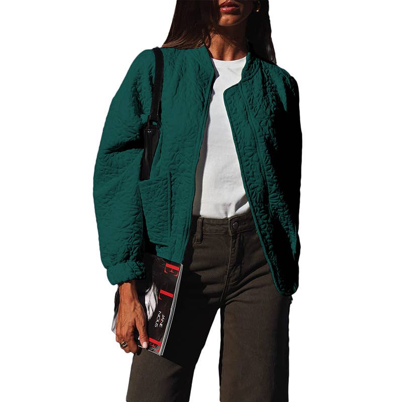 Solid-color floral texture loose jacket