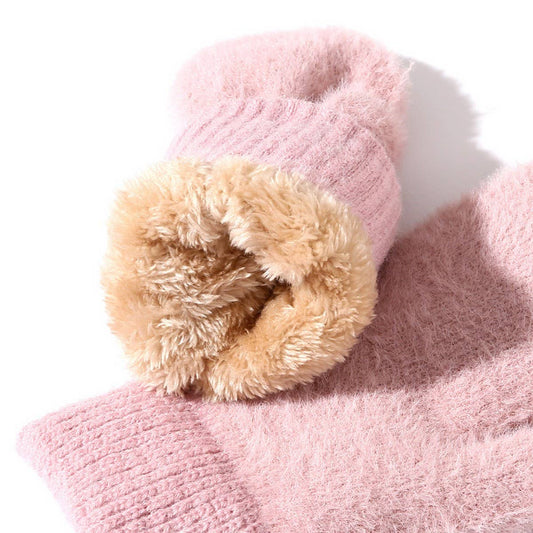 WINTER PLUS VELVET THICK WOOL KNITTED GLOVES_CWAG0255