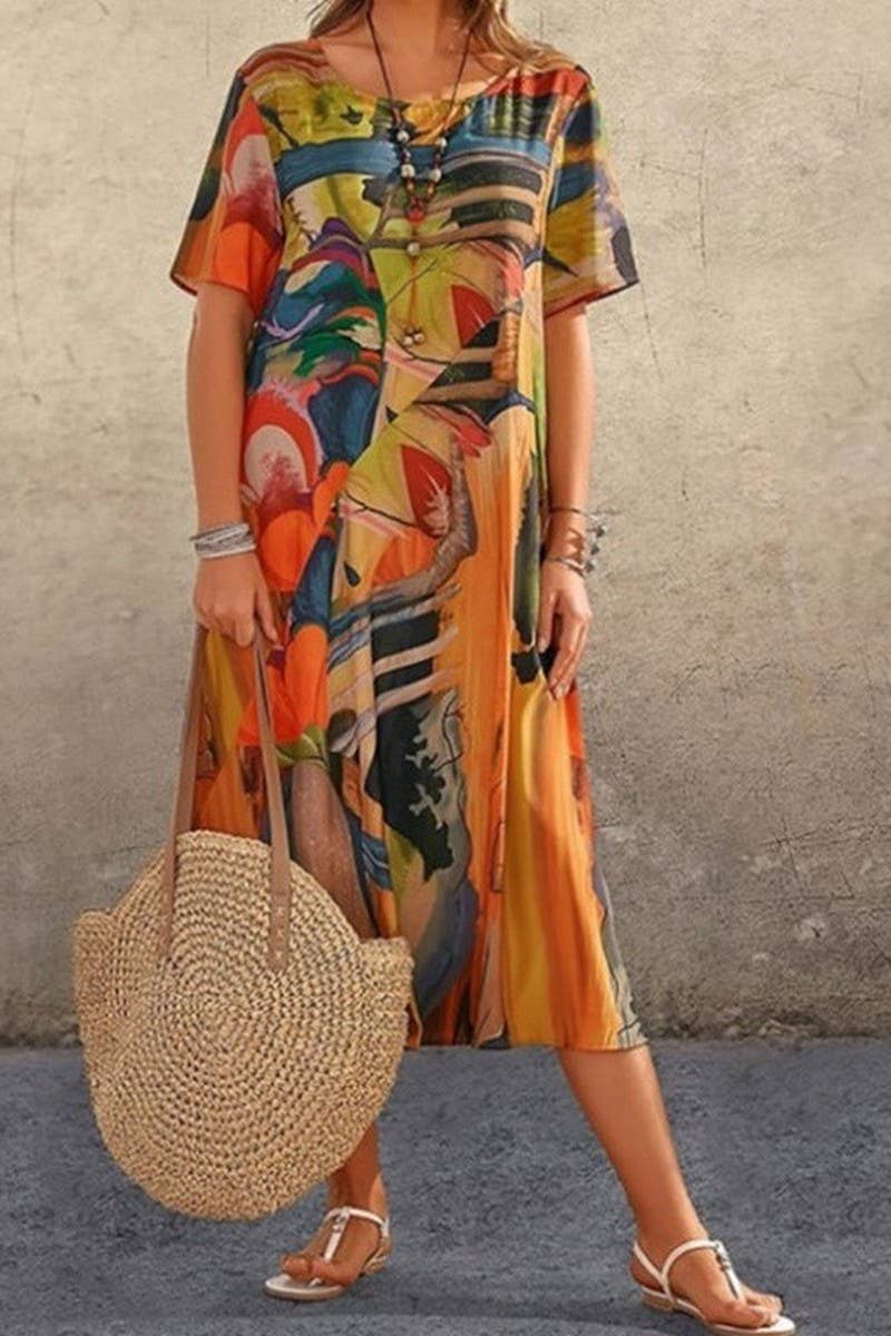 CWDMD5714_SUMMER SHORT-SLEEVED LOOSE CASUAL DRESS