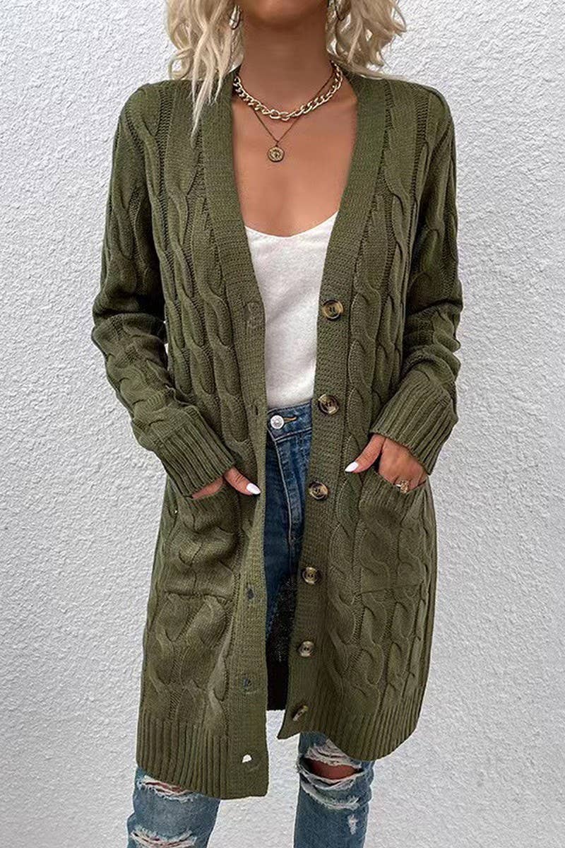 CWOCAL00832_SINGLE-BREASTED CASUAL KNITTED CARDIGAN JACKET