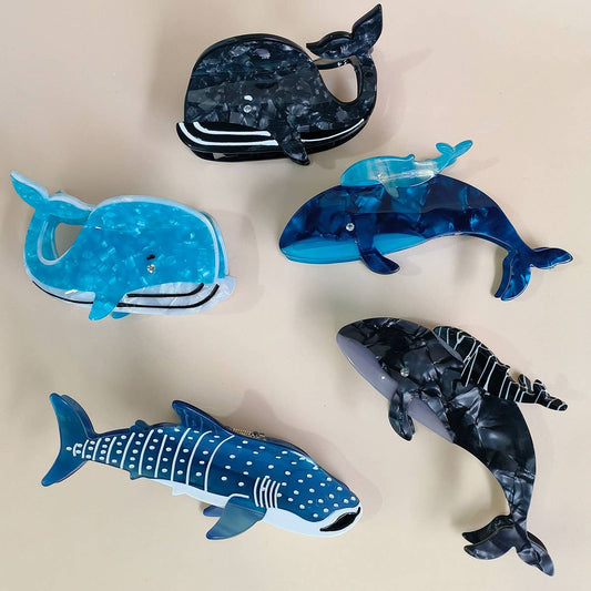 OCEAN WHALE SHELL FISH SEASHELL HAIR CLAW CLIPS_CWAHA0550