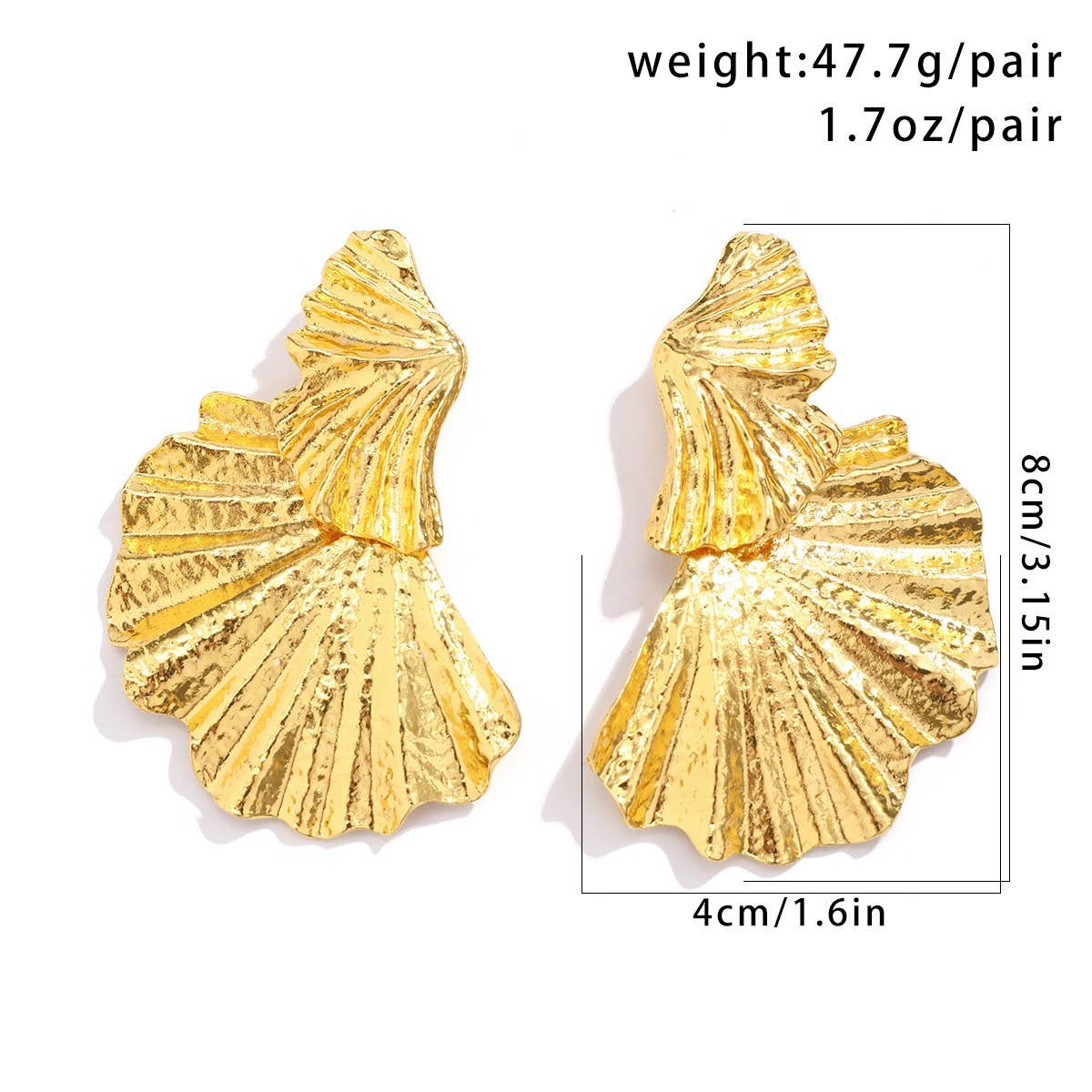 FASHIONABLE PUNK METAL STYLE GOLD EARRINGS
