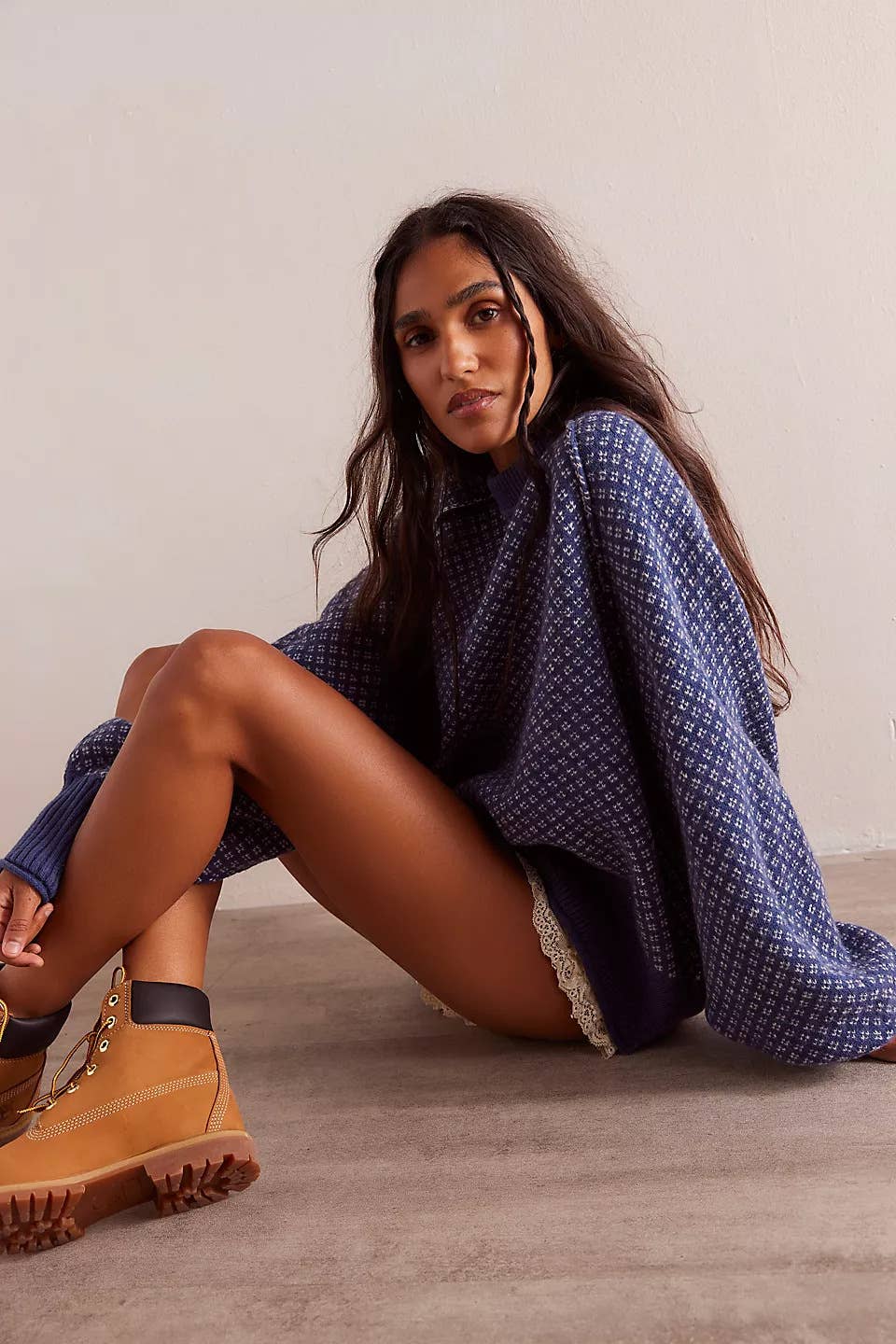 Jacquard long-sleeved round-neck sweater