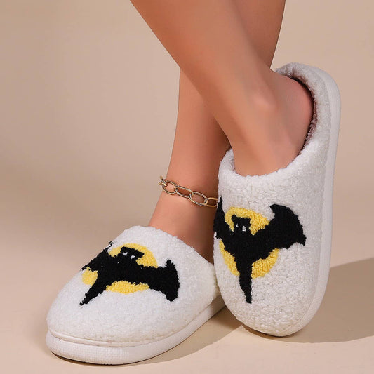 HALLOWEEN BAT PATTERN WARM COTTON SLIPPERS