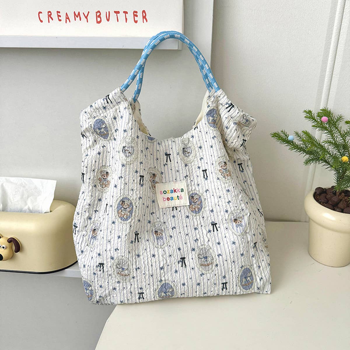 2024 NEW EMBOSSED CUTE SWEET CANVAS BAG_CWAB3080