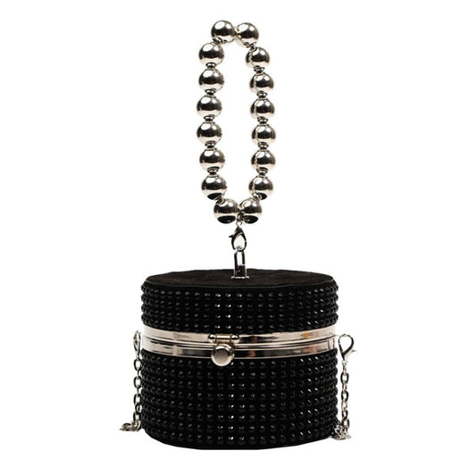 Rhinestone personalized crossbody round bag