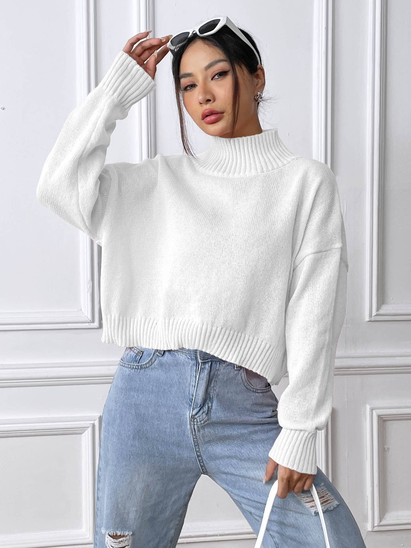 TURTLENECK SWEATER SOLID COLOR LOOSE CASUAL BASE