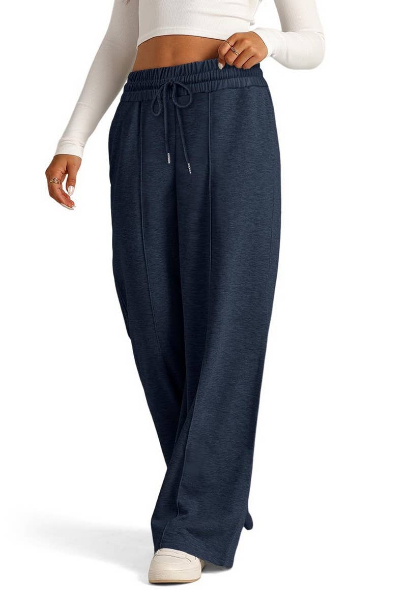 CWBLP1855_SOLID COLOR WAIST WIDE-LEG CASUAL TROUSERS