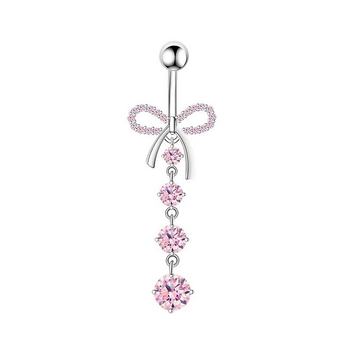 Zircon Navel Ring ??Steel & Copper Belly Piercing_CWMM9175