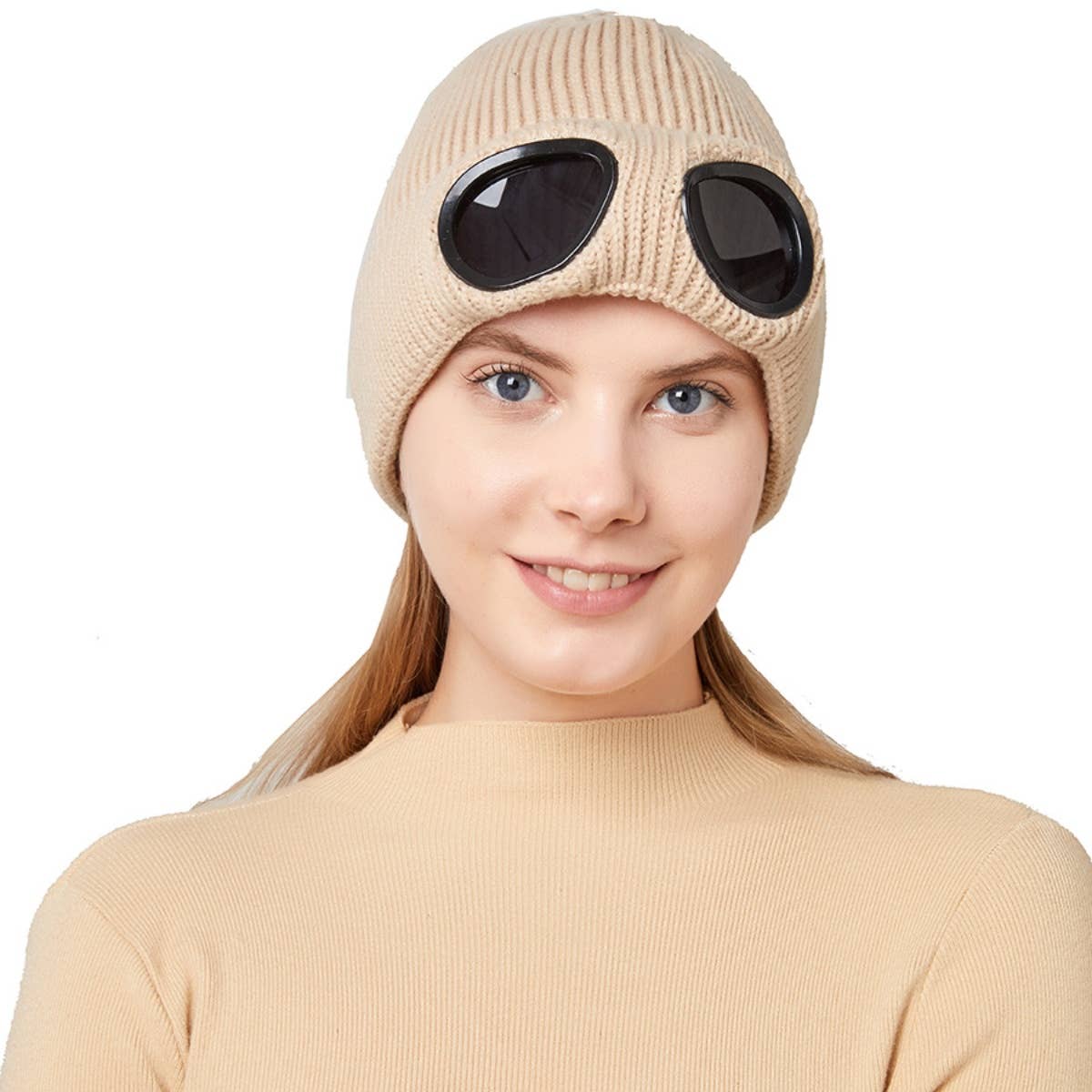 CWAH2210_WINTER WOOL SKI WINDPROOF GLASSES HAT