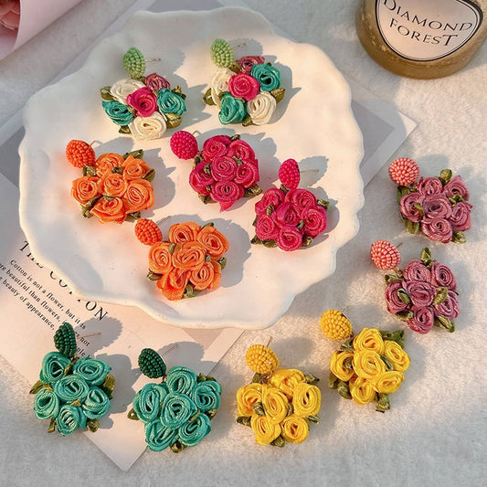 Handmade Rose Earrings ? Spring Floral Cottagecore