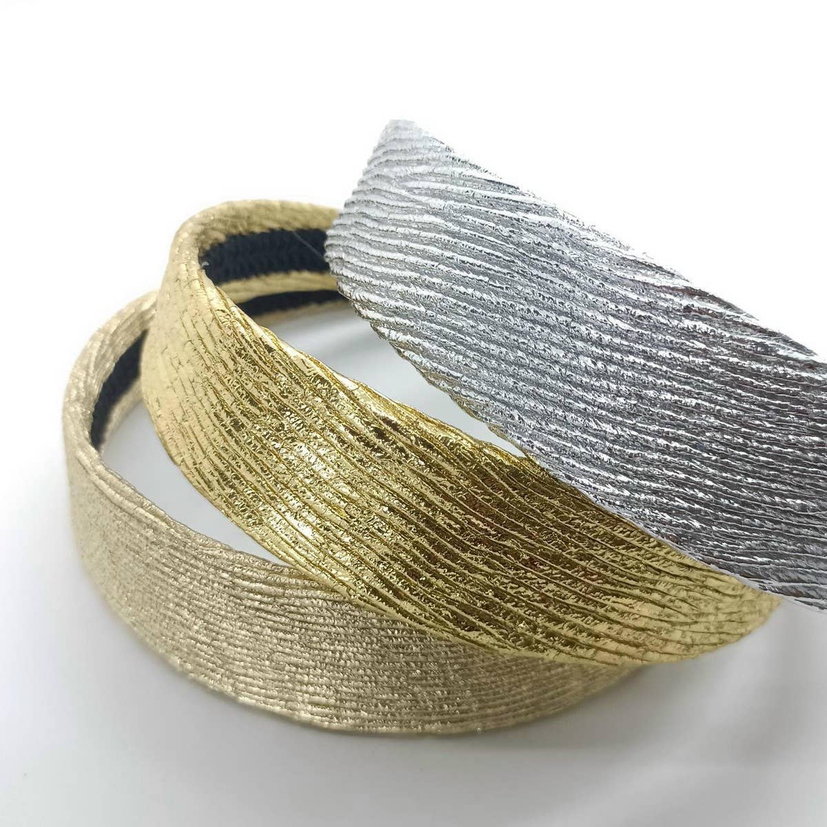 Metallic Ruched Wave PU Headband, Palace Style
