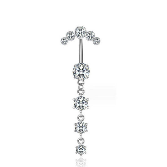 Multi CZ Belly Ring Dangle Navel Piercing Dance