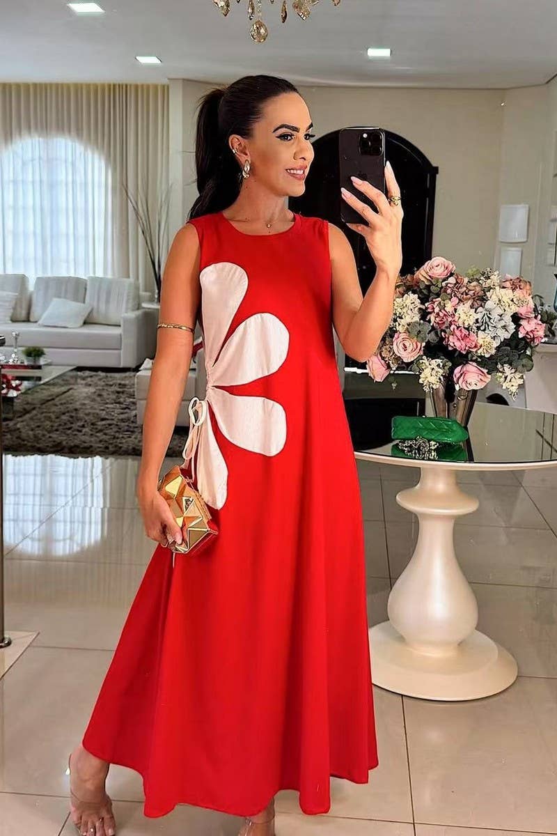 CWDMD5838_SLEEVELESS FLORAL PRINT BODYCON TANK DRESS