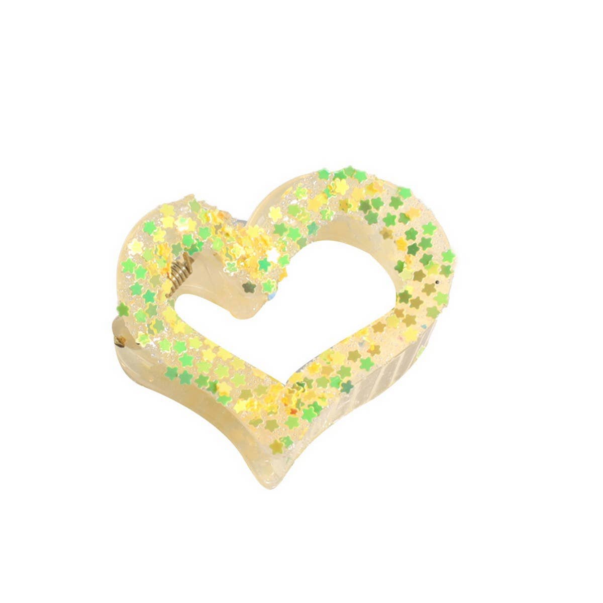 Heart & Star Glitter Hair Claw,Sweet Back Bun Clip