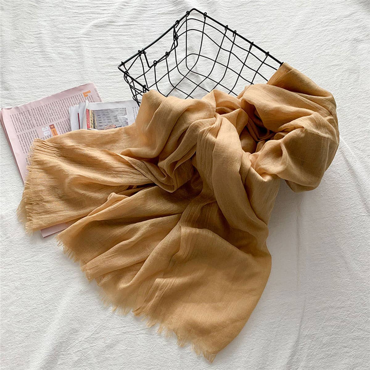 Cotton Linen Solid Color Beach Shawl Scarf