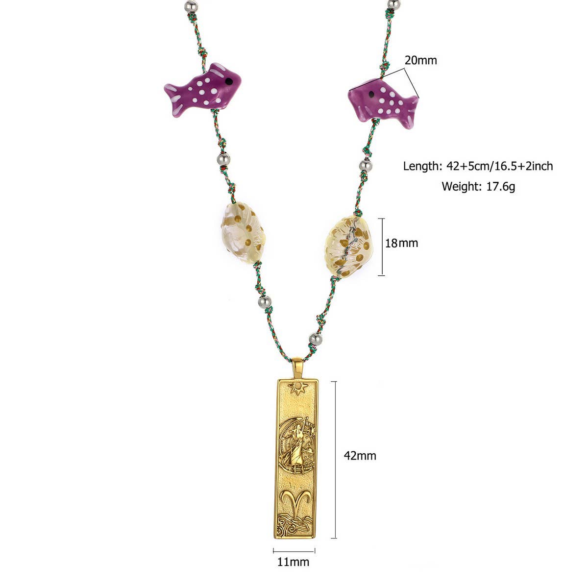 Handmade Zodiac Square Steel Cotton Necklace