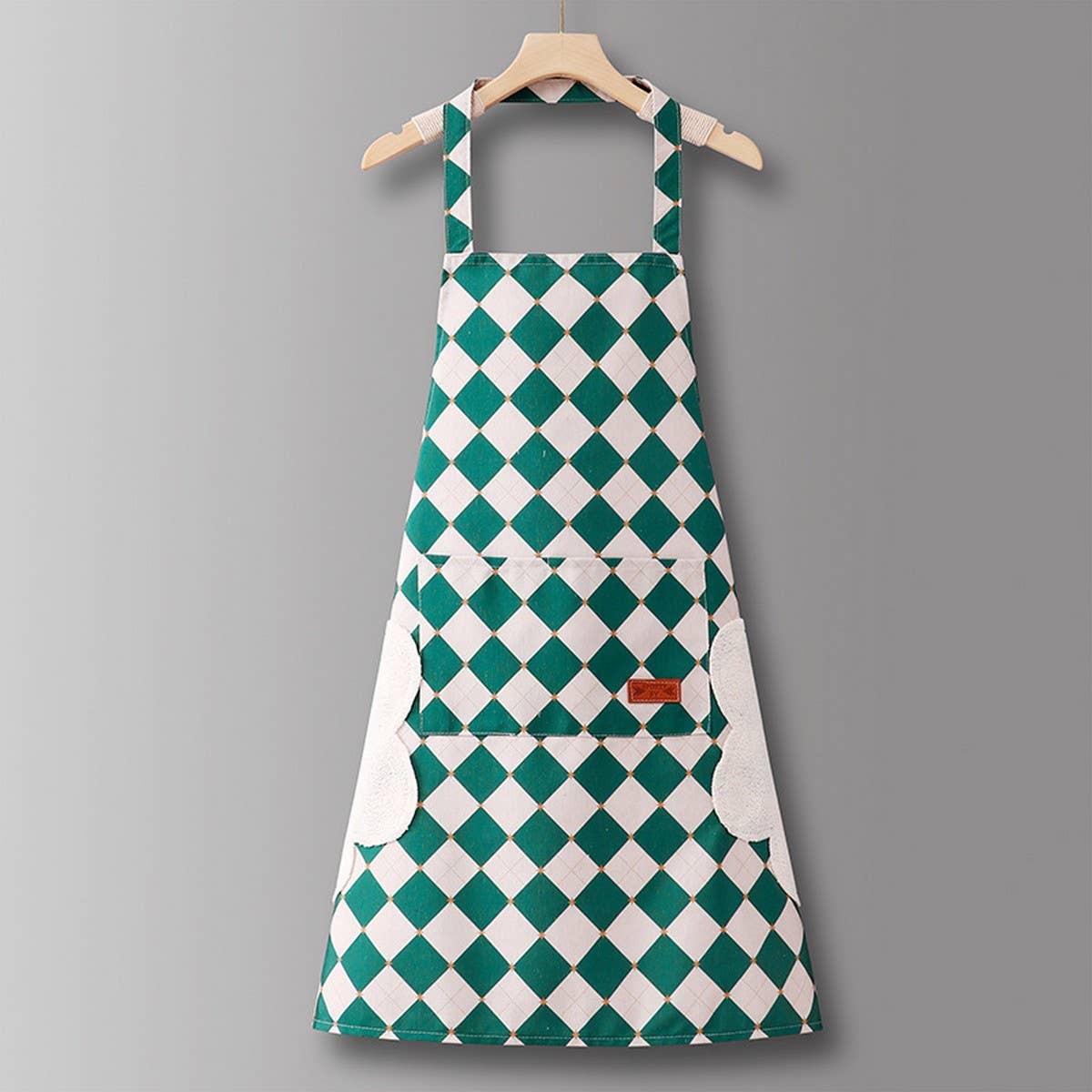 Checkered Cotton Long Sleeve Kitchen Work Apron _CWMM6693