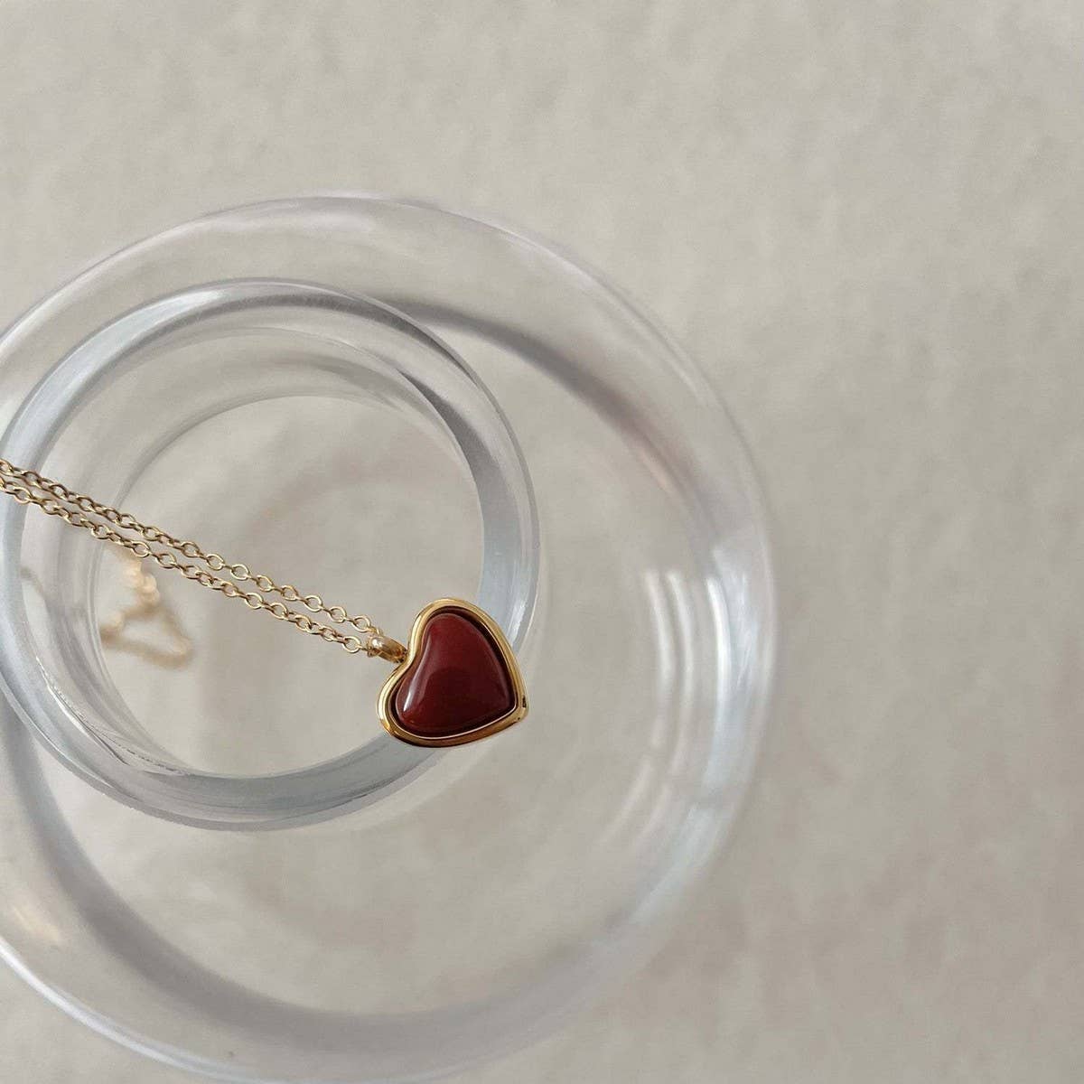 Heart Shape Natural Stone Red Agate Pendant