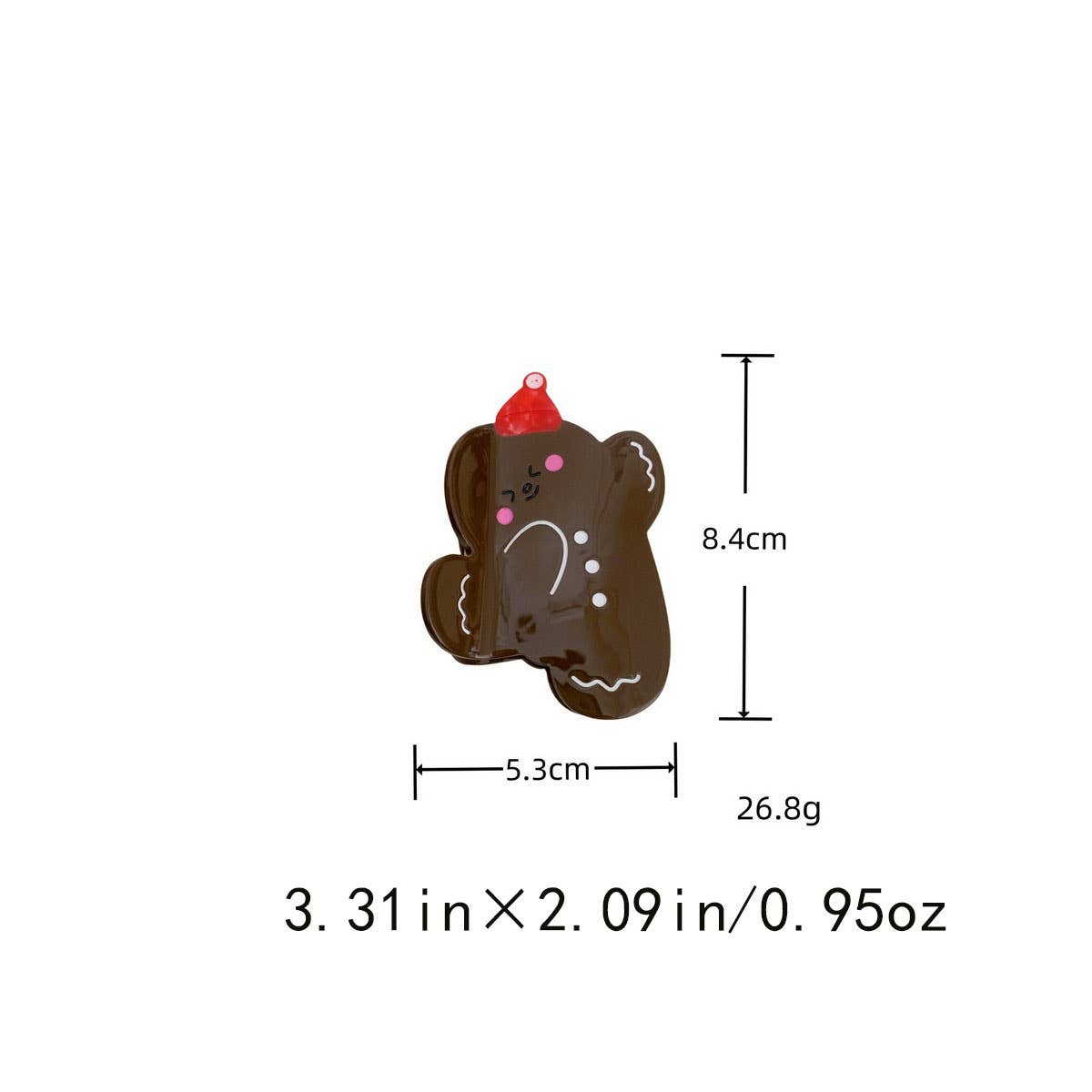 CWAHA07716_CHRISTMAS GINGERBREAD BEAR CLAW HAIR CLIP