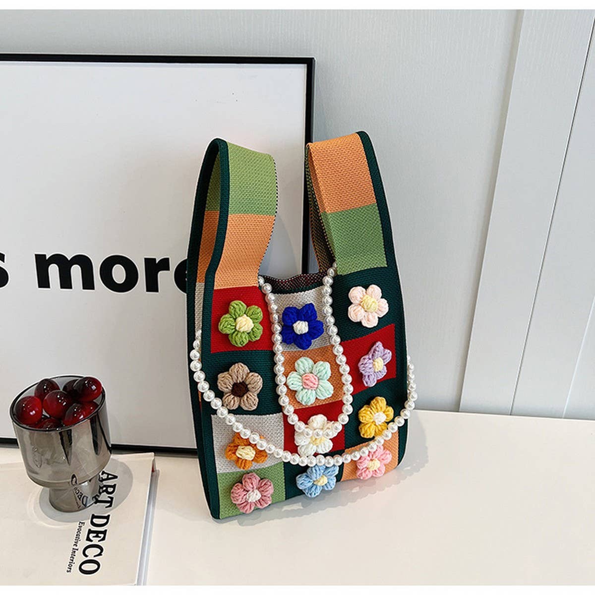 FASHION SIMPLE KNITTED FLOWER TOTE BAG_CWAB2419