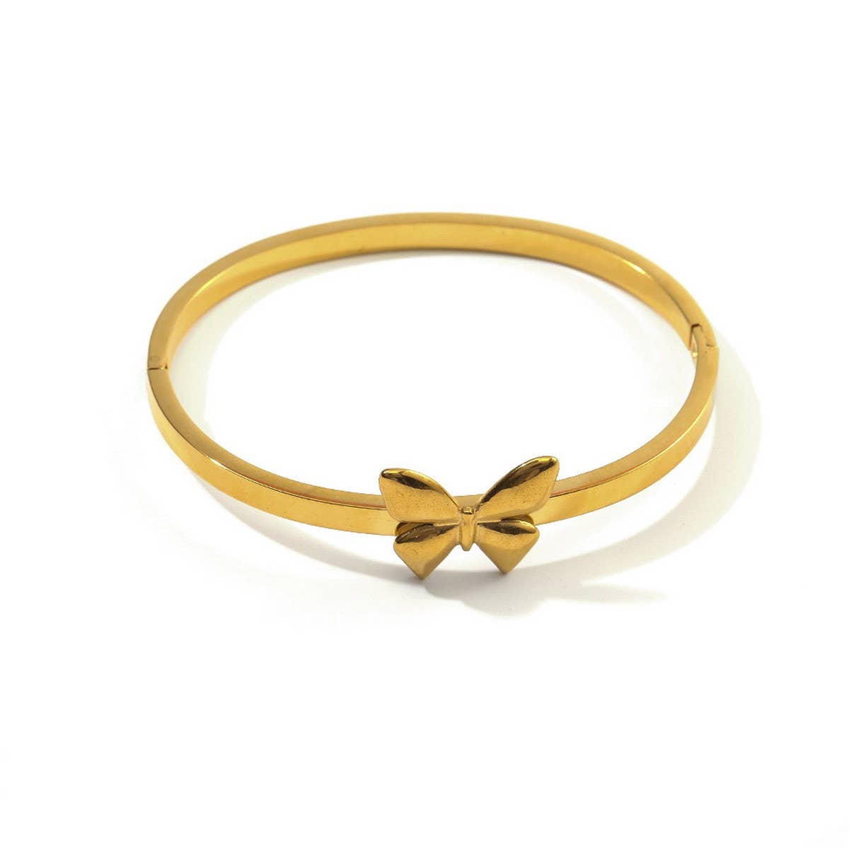 18K Butterfly Cuff Bracelet in Stainless Steel_CWAJE4607