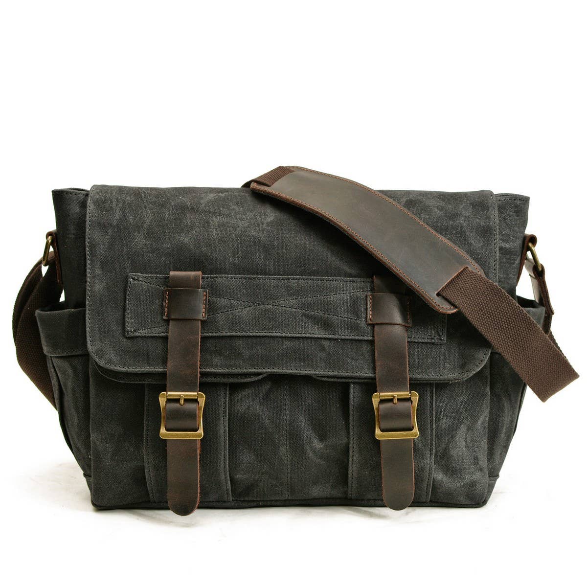 New Waxed Canvas & Leather Satchel for Men_CWAB5561