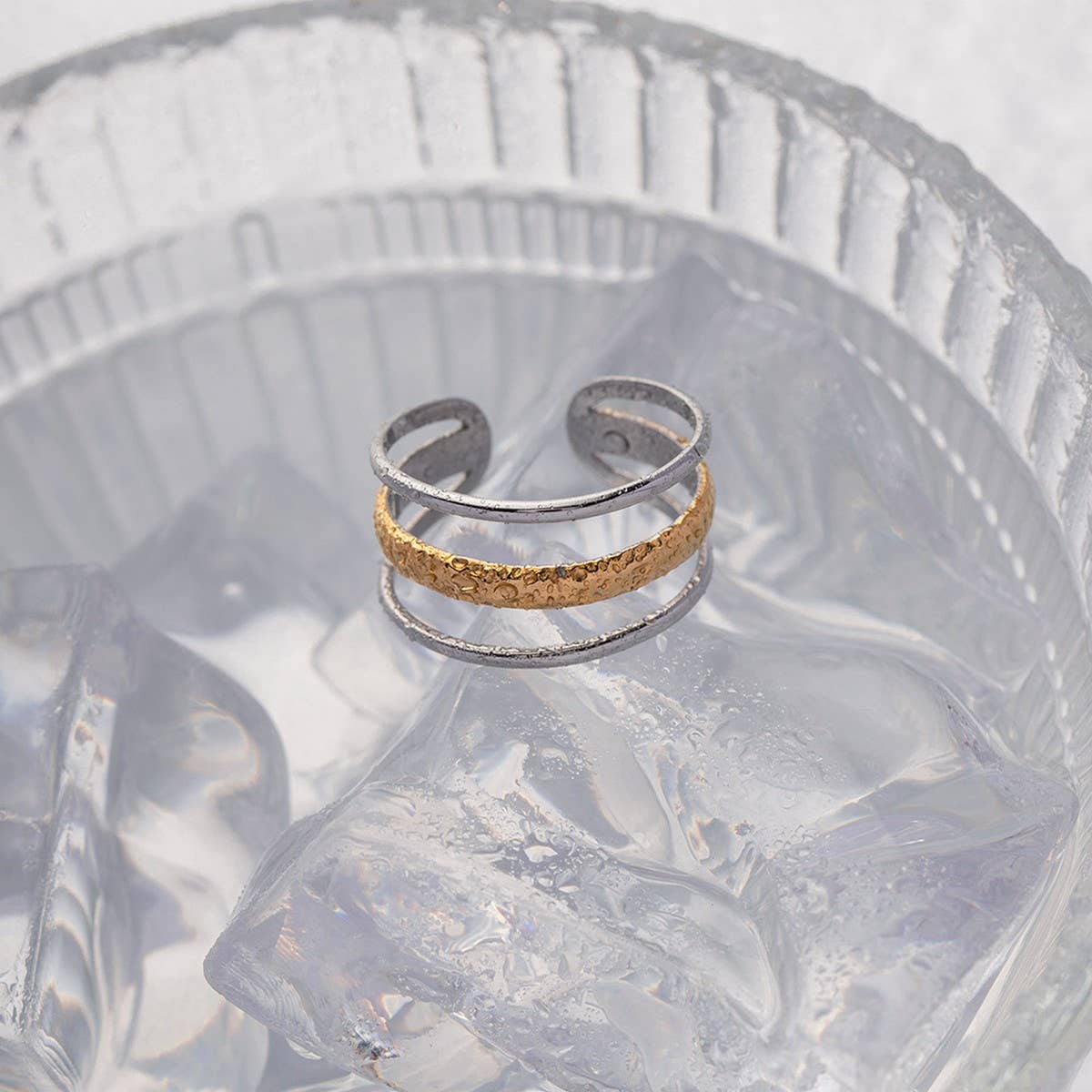 STAINLESS STEEL COLOR MATCHING THREE-LAYER RINGS_CWAJE1240