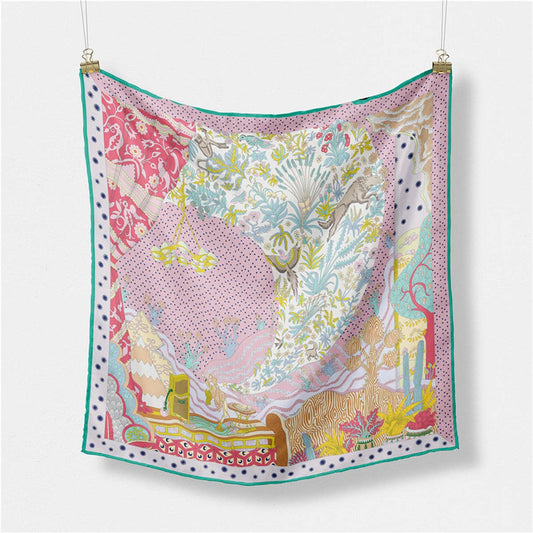 Silk Feel Square Scarf for Travel & Styling