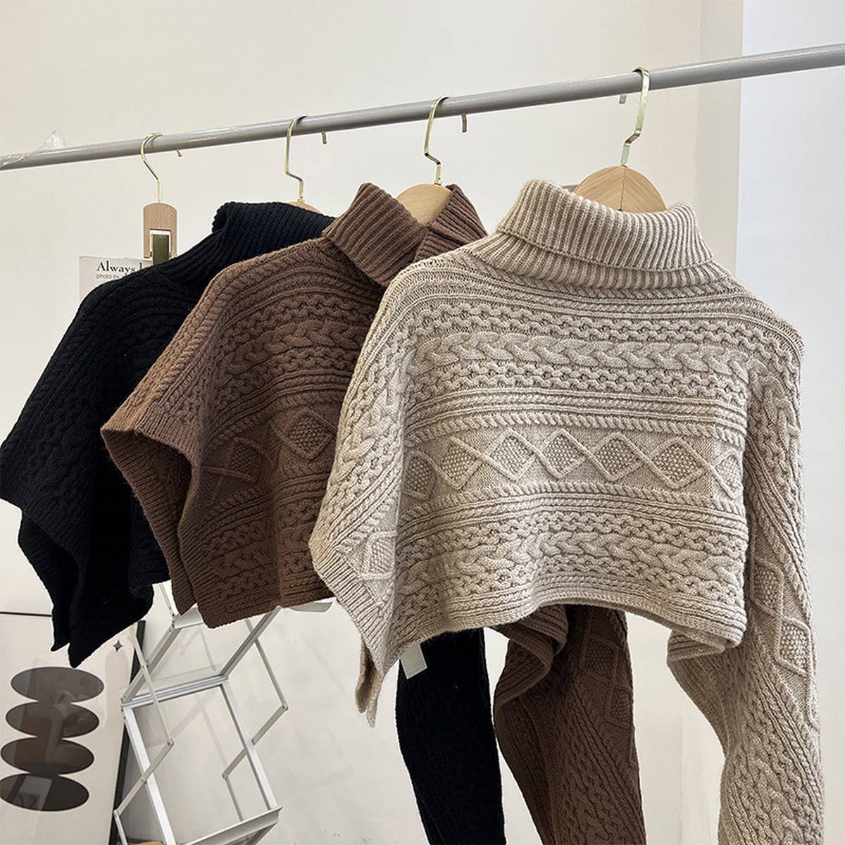 CWASC03126_KNITTED HIGH NECK PONCHO SHAWL FOR WOMEN