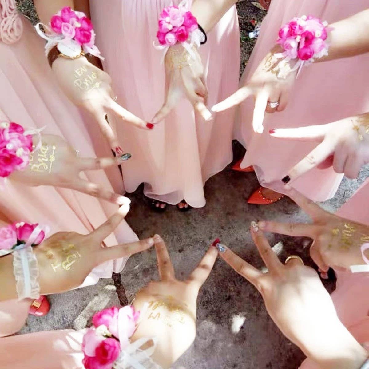 Rose Gold Bride Tattoos ? Metallic Party Stickers